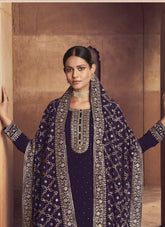 Santoon Salwar Suit in Purple